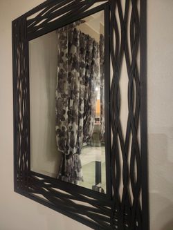 Large mirror 36x 28 black metal frame heavy