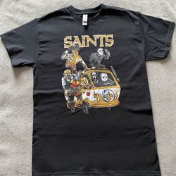 New Orleans Saints Horror Friends Scooby Bus T-Shirt 