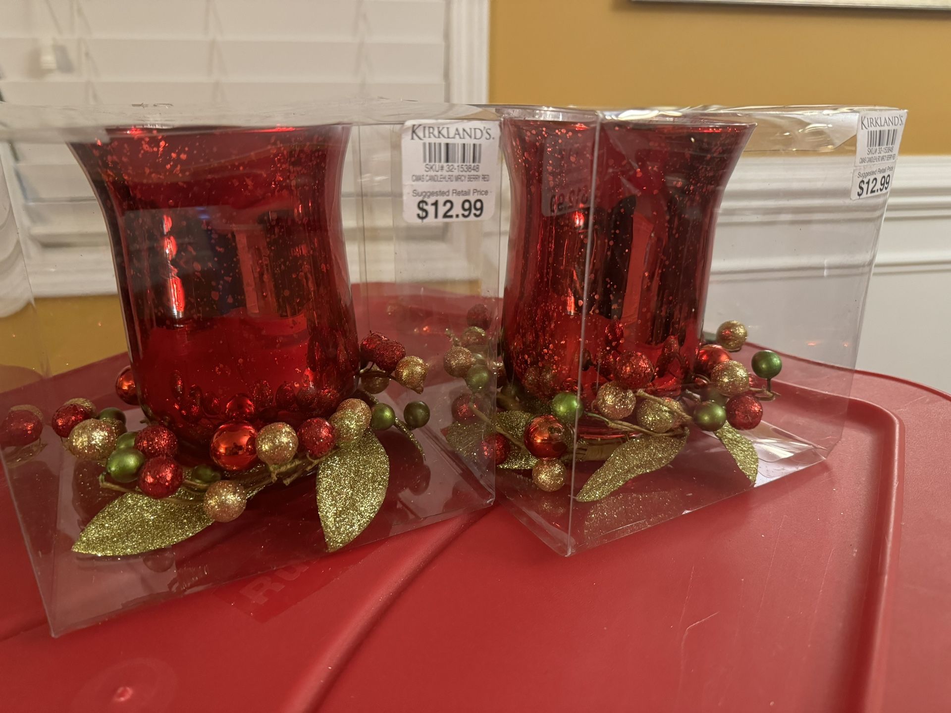 Holiday Christmas Red Mercury Candle Holder From Kirklands Set Of 2