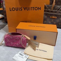 Authentic Louis Vuitton Fuchsia Denim Speedy Trousse