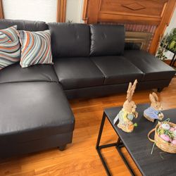 Black Leather Sofa $580 