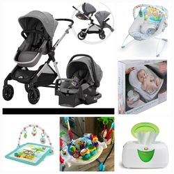 Baby Stroller And Car seat, Jumper, Activity Gym, Bather, Vibrating Infant Baby Bouncer, Bottle Warmer, Diaper Warmer 