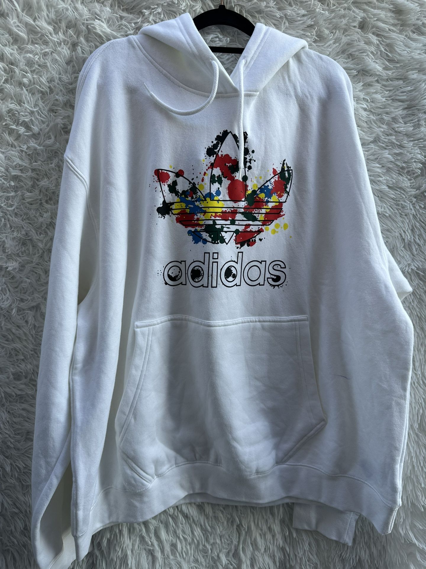 Adidas White Hoodie with Colorful Logo size 2XL New
