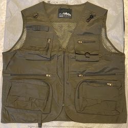 Men’s Tactical Utility Vest – Army Green – Size M – Multi Pocket Streetwear 🔥
