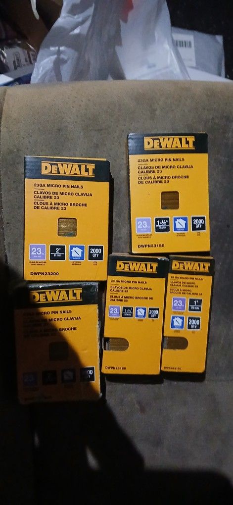 Dewalt 23g Pin Nails Diff Sizes New