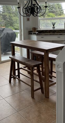 Dinning room table with 2 stools and bench stool