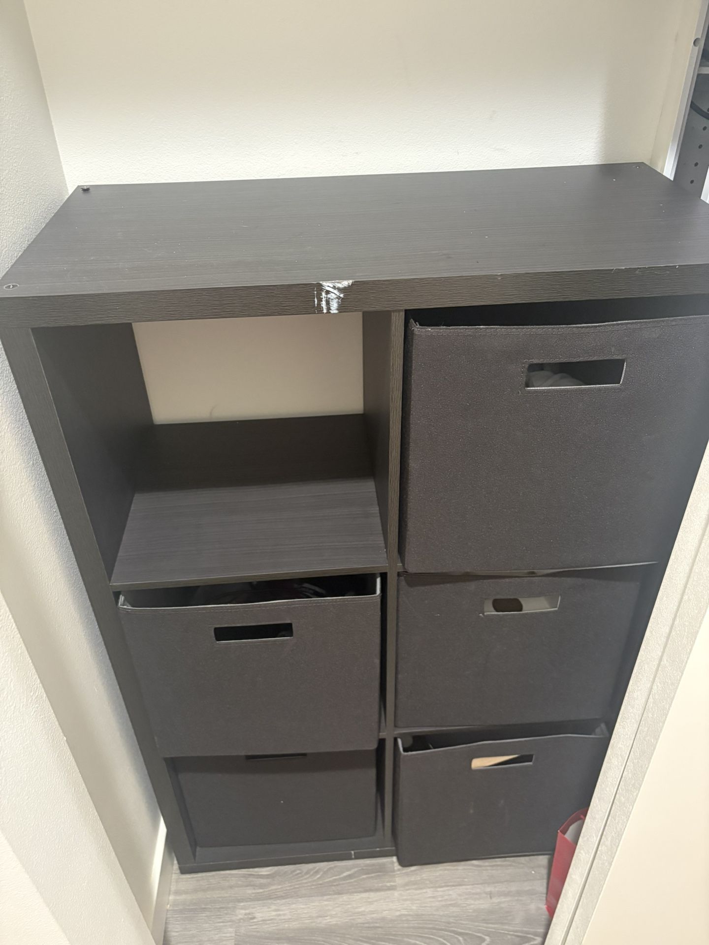 All Black 6 Cubby Storage Space