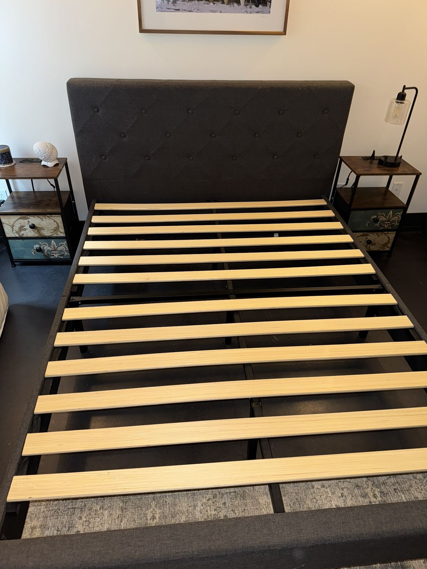 Queen Size Bed frame, Upholstered, Headboard 
