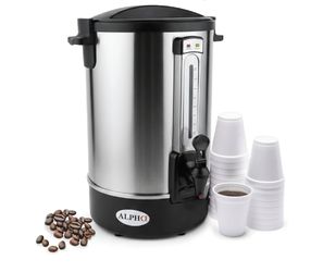 ALPHA LIVING 100 Cups Electric Coffee Urn – Stainless Steel Large Capacity Electric Kettle Percolator Coffee Pot – Ideal Hot Beverage Dispenser for Ca