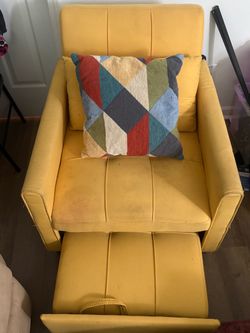 yellow single chair pullout into bed
