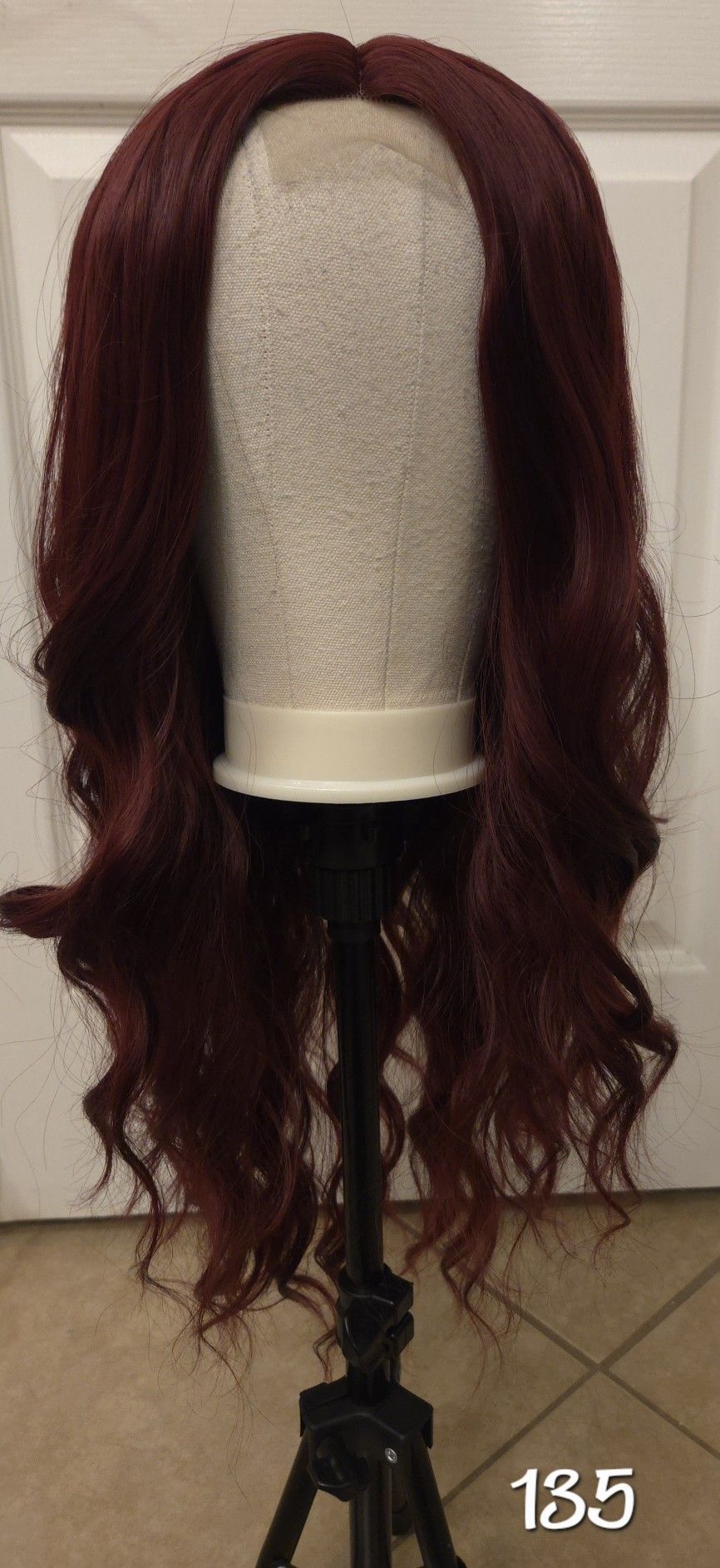 Burgundy Middle Part Wig-Synthetic