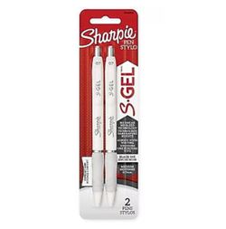 Sharpie S-Gel, Gel Pens, Medium Point (0.7mm), Pearl White Body, Black Gel Ink Pens, 2 Count