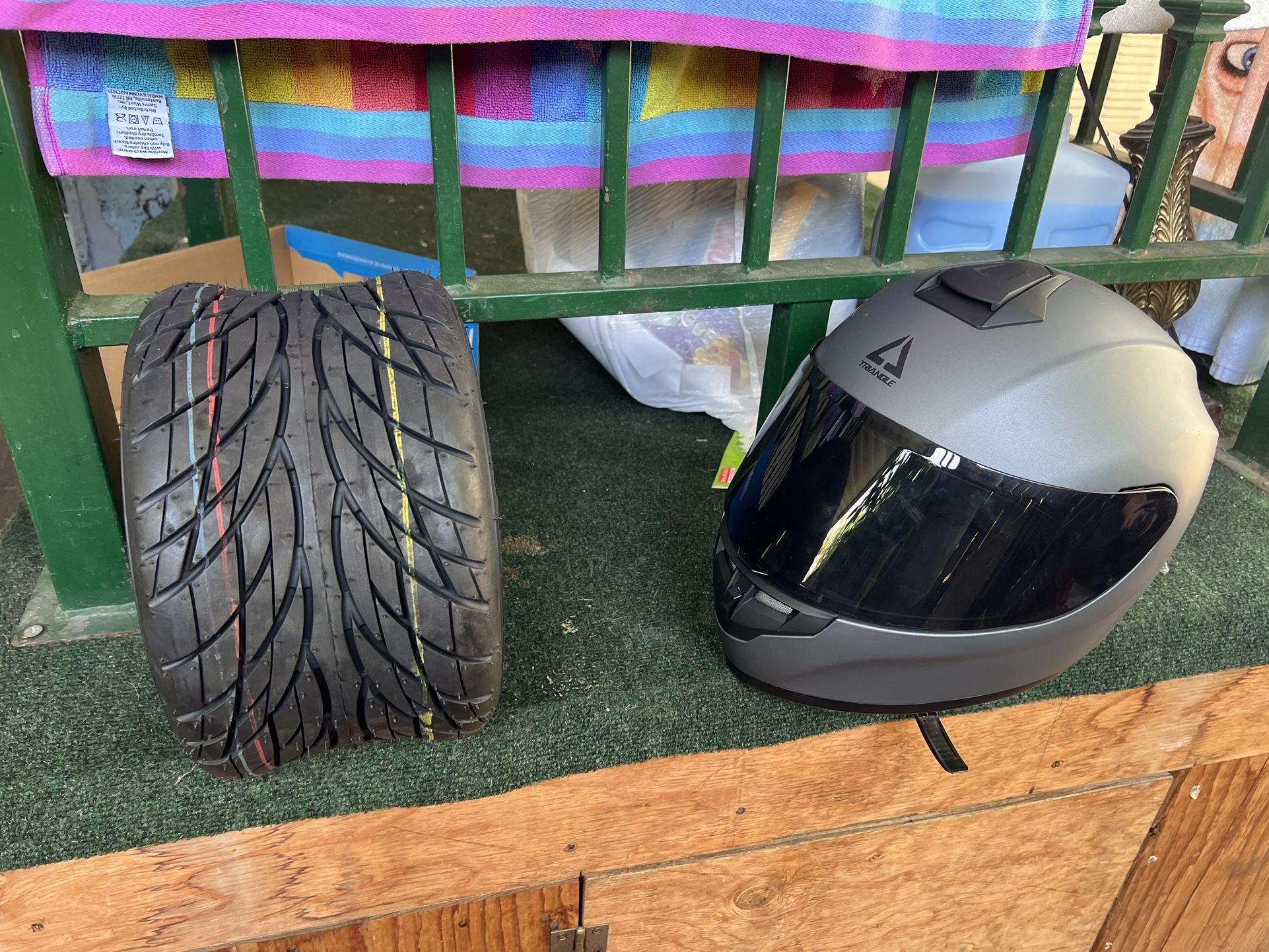 Mini Bike Tire And Helmet