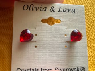 Crystals from Swarovski Red Heart Stud Earrings