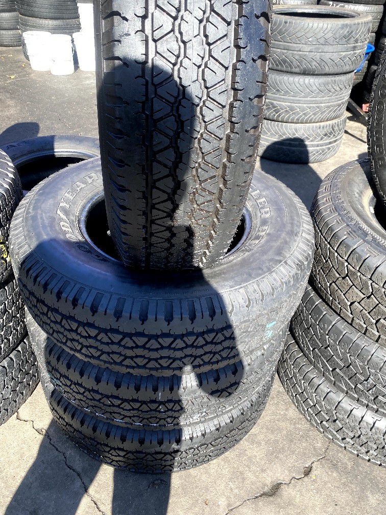 265/70/17 GOODYEAR WRANGLER FOUR GOOD USED TIRES 95%TREAD LIFE 300 PRICE  INCLUDE PROFESSIONAL INSTALLATION AND TAX for Sale in Montebello, CA -  OfferUp