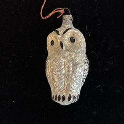 Antique Blown Mercury Glass Owl Ornament 