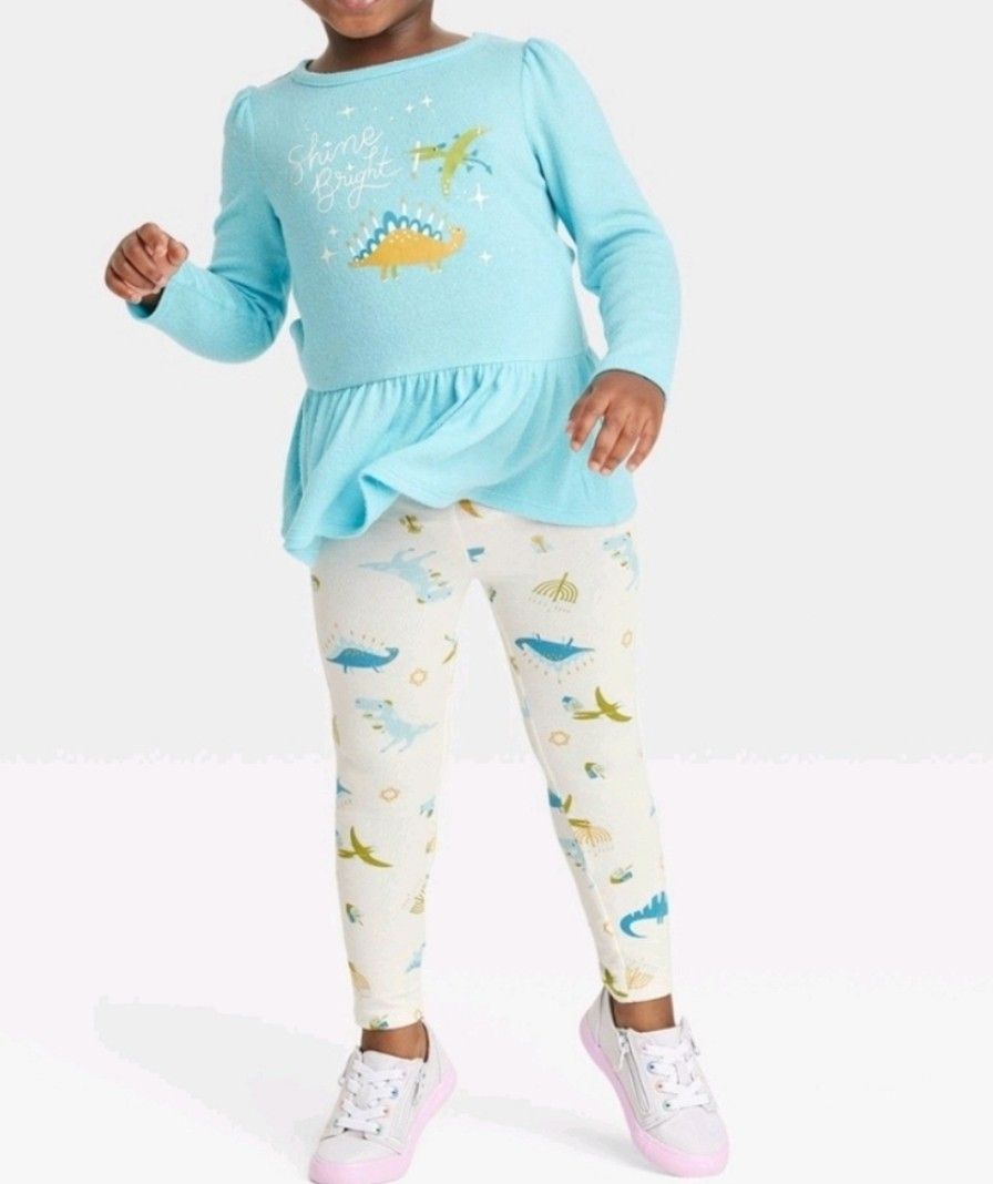 Cat & Jack Toddler Girls Hanukkah Dinosaur Outfit | Size 2T | 2-piece set