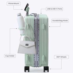 Noble Mint All-In-One Travel Carry On Suitcase with USB Port & 360° Wheels - NWT
