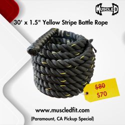 30’ x 1.5” Yellow Stripe Battle Rope