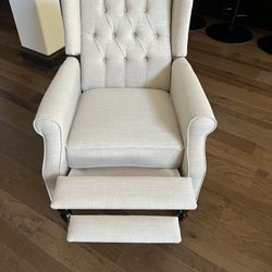 Tufted Fabric Wingback Recliner Chairs (2)
