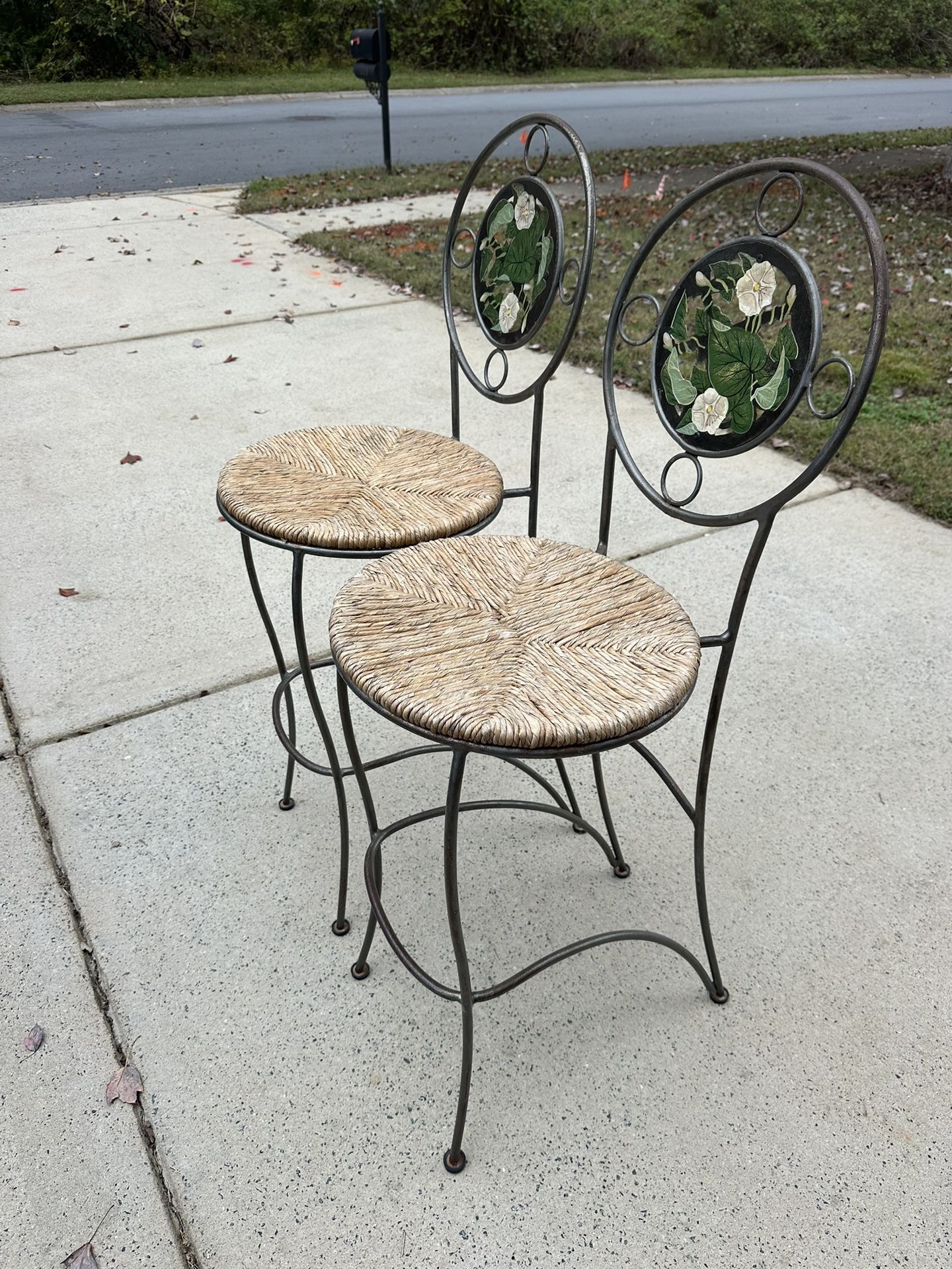 Metal & Rattan Barstools (2)