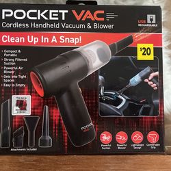 Pocket Vac, Cordless Handheld 