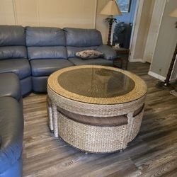 Coffee Table With Storage,  Pie Piece Seats That Lift Off