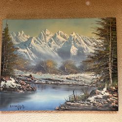 Oil Painted Mountain Print