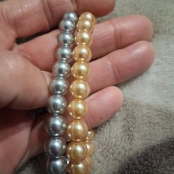 Rebecca Humphrey Set Of 2 Freshwater Pearl Stretch Bracelets 
