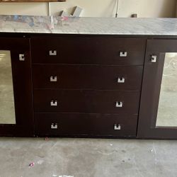 Dark Real Wood and Marble Dresser