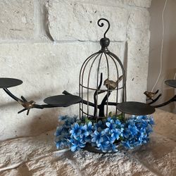 Bird Cage Candle Holder Floral Arrangement 