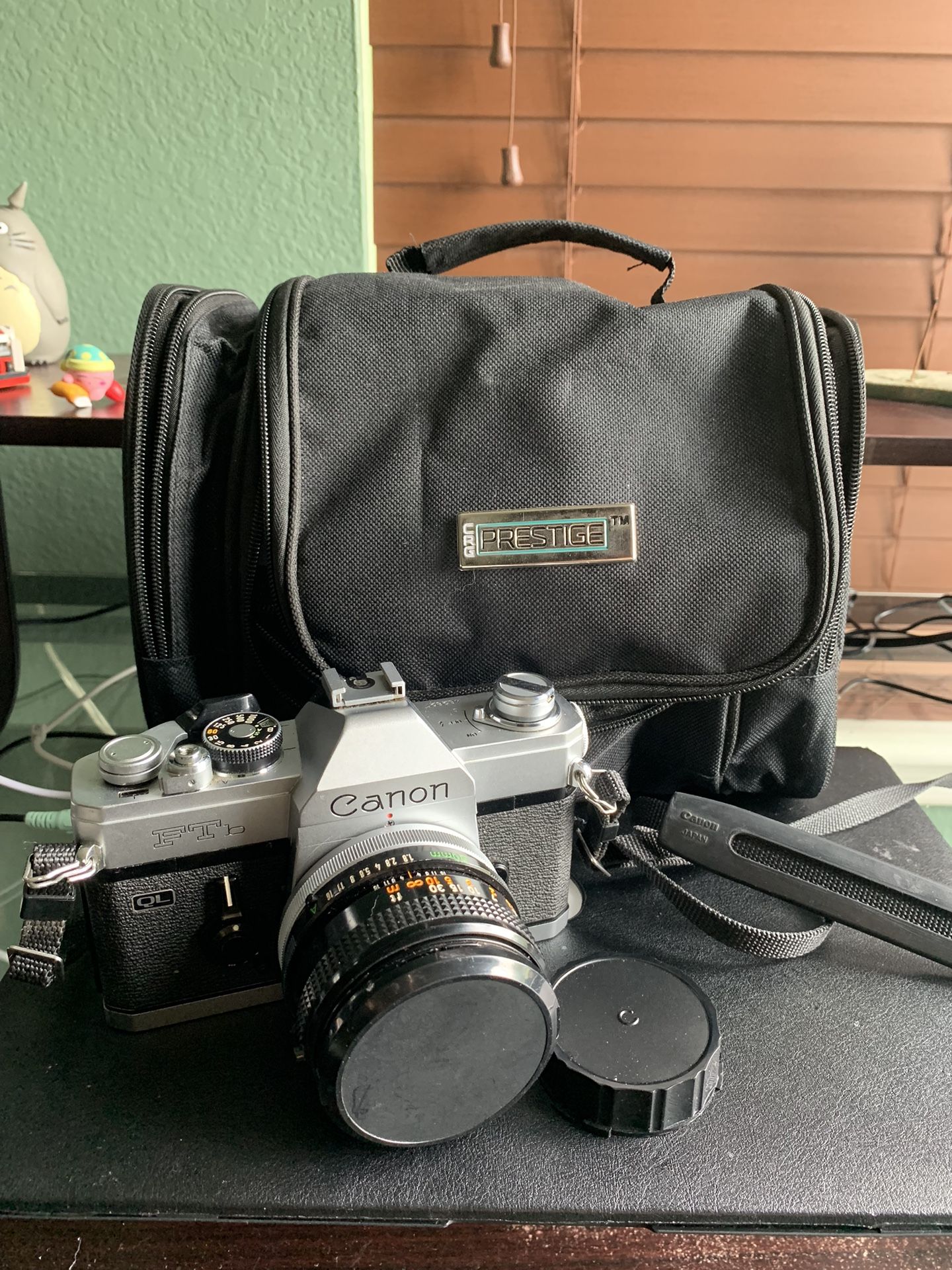 Canon Ftb QL film camera with case and lens