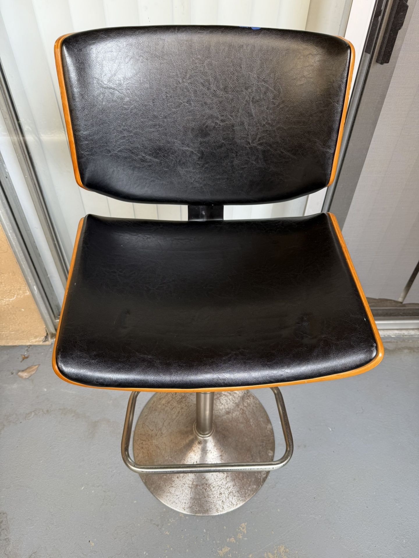 Black leather Bar Stool