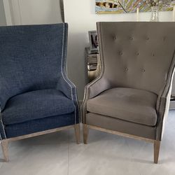$200 each. Beautiful Wing Chairs. Denim & tan stripe. Very clean. Adult only pet free home. Jupiter