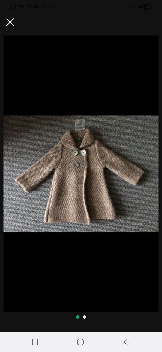 NEW United Colors Of Benetton Kids Children Girl Warm Cozy Wool Coat Jacket Size 3-4T