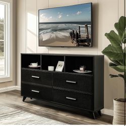 Bedroom TV Stand, Entertainment Center with Storage Cabinets, TV Stand for  43" TVs, Mid-Century Modern Media Console Table for the Livin