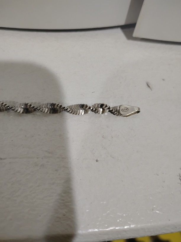 Twisted Herringbone Bracelet 7.25" .925 2mm.