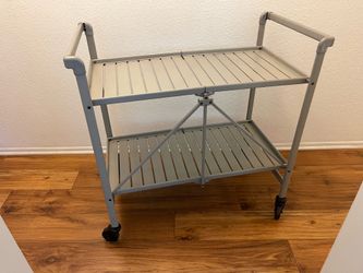 Serving cart metal foldable heavy duty grey finish