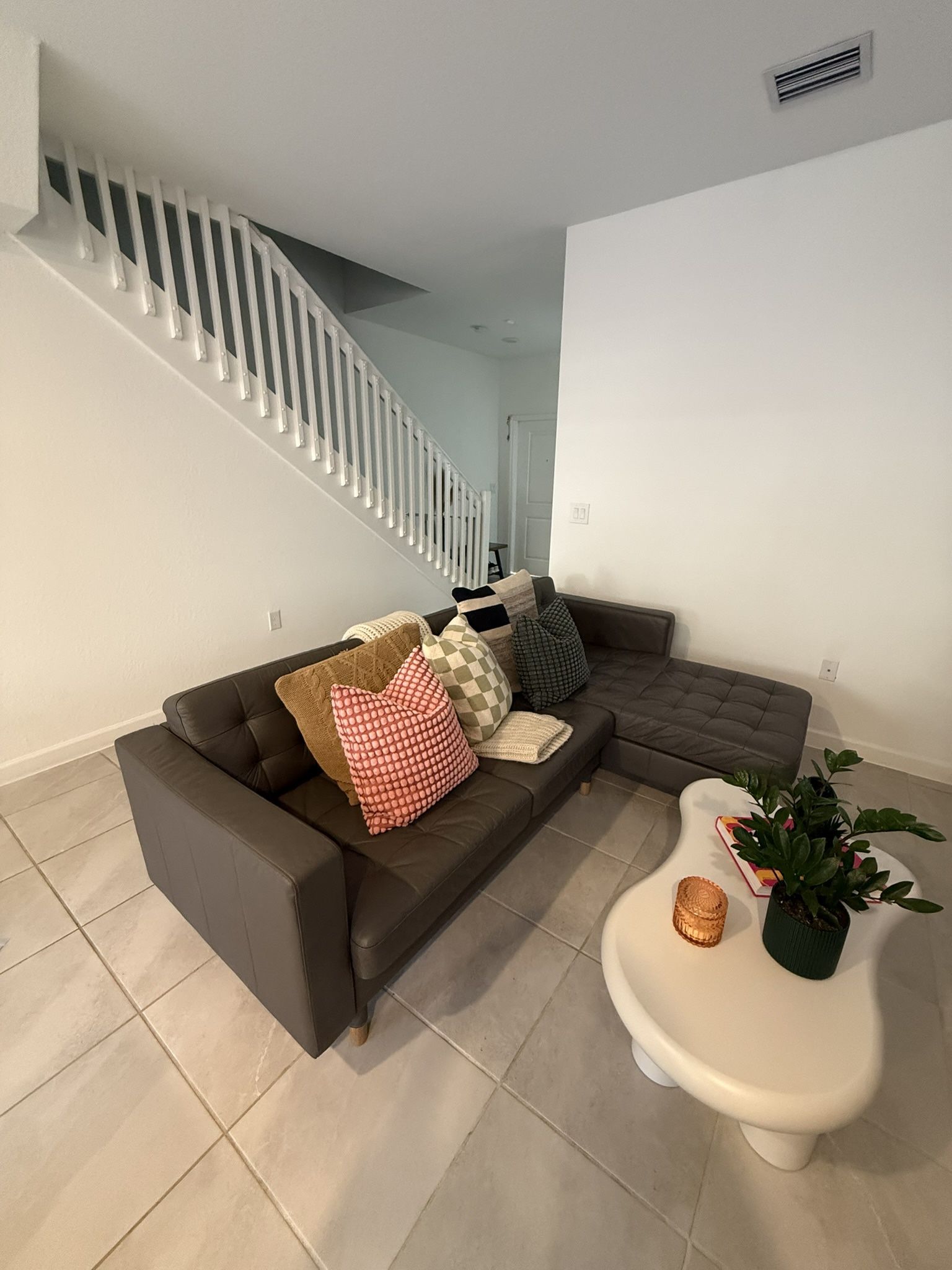 Gray Leather Sofa