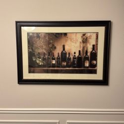 Large Framed Tuscan Wine Art – Elegant Home Decor