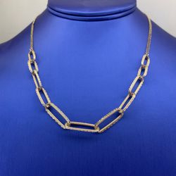 14Kt Yellow Gold 17” 1/2 Paper Clip Necklace 6.40g 192661