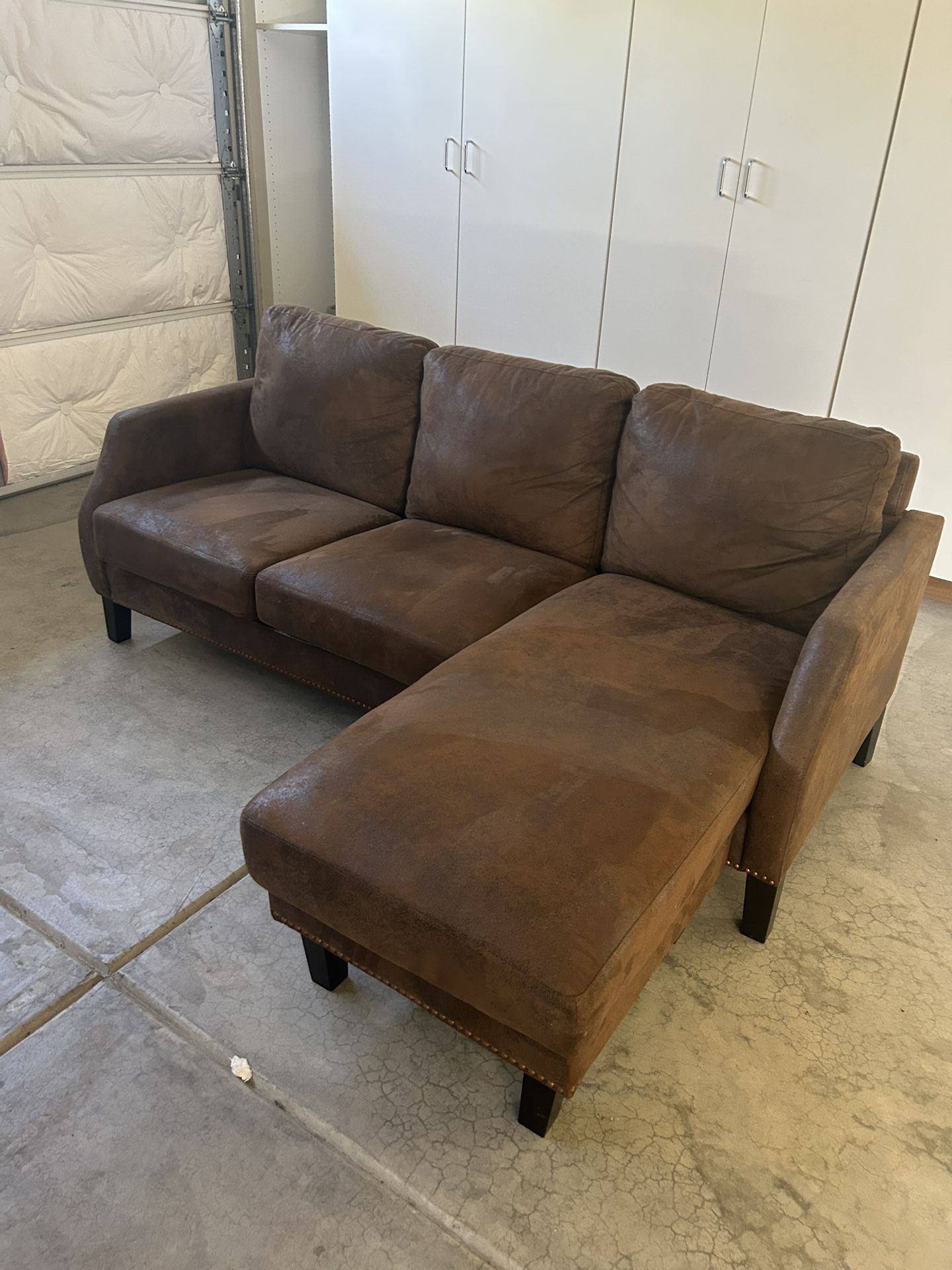 Brown Faux Leather Sofa