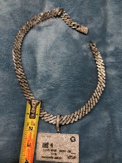Moissanite, credit card, pendant and chain
