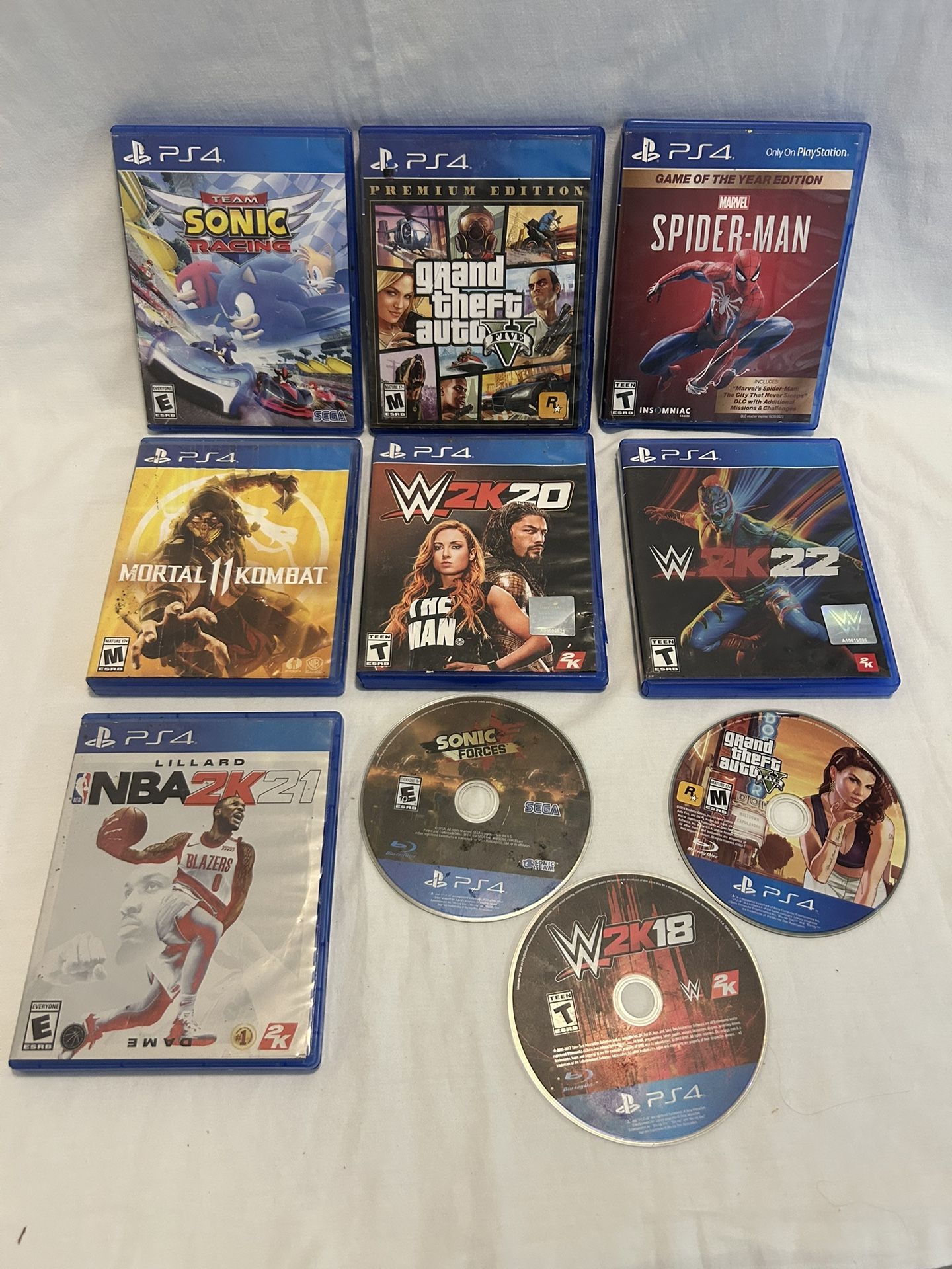 PS4 Video Games Lot Of 10 In VG Condition/ Complete Lot Only