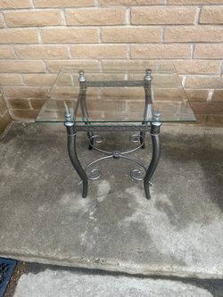 Metal Base With Glass Top Indoor Or Outdoor Table