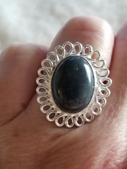 925 Silver Stone Ring Size 8