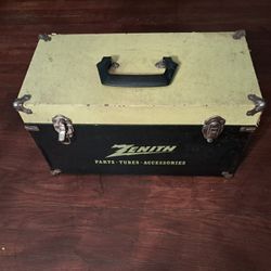 Vintage Zenith parts-tubes-accessories black and yellow case with tray