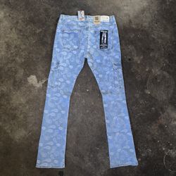 Paisley Print Men’s Stacked Jeans 