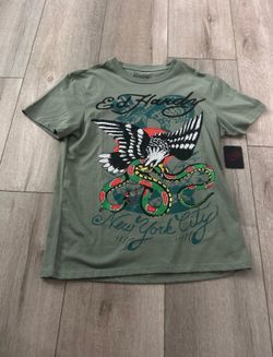 Ed Hardy green rhinestone shirt
