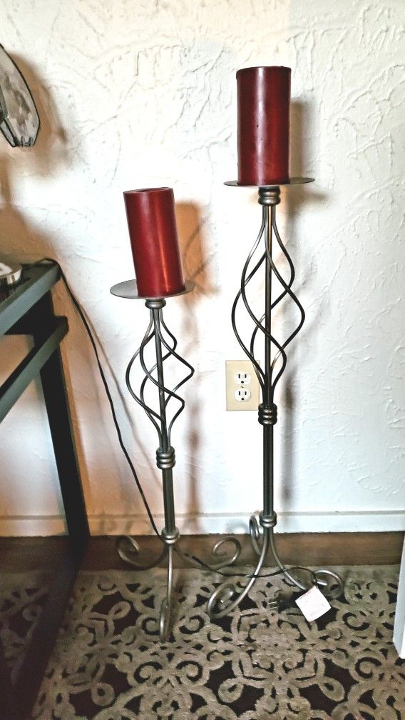 Pillar Candle Holders And Candles 